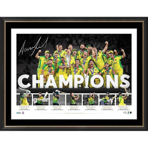 Australia ICC T20 World Cup Champions Official Signed Aaron Finch Lithograph Framed - 4928