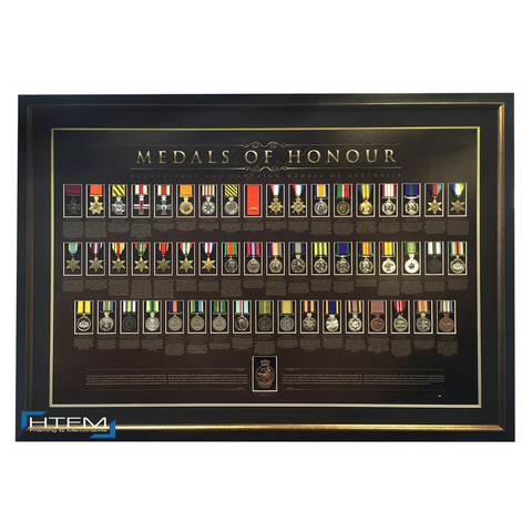 Australia Official Replica Medals + 54 of Honour Complete Set Box Framed World War 1 - 1070