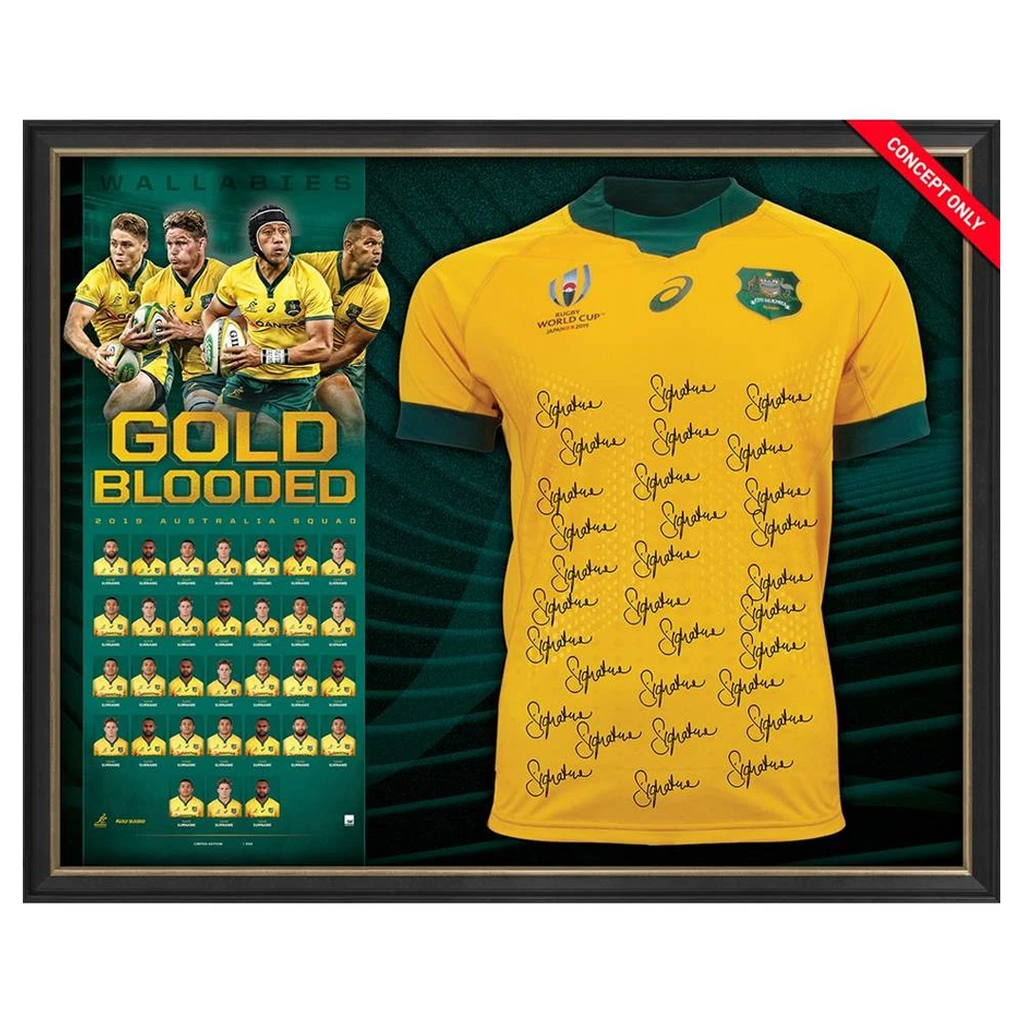 Australia Wallabies Signed 2019 World Cup Official Licensed Team Jersey Framed - 3882
