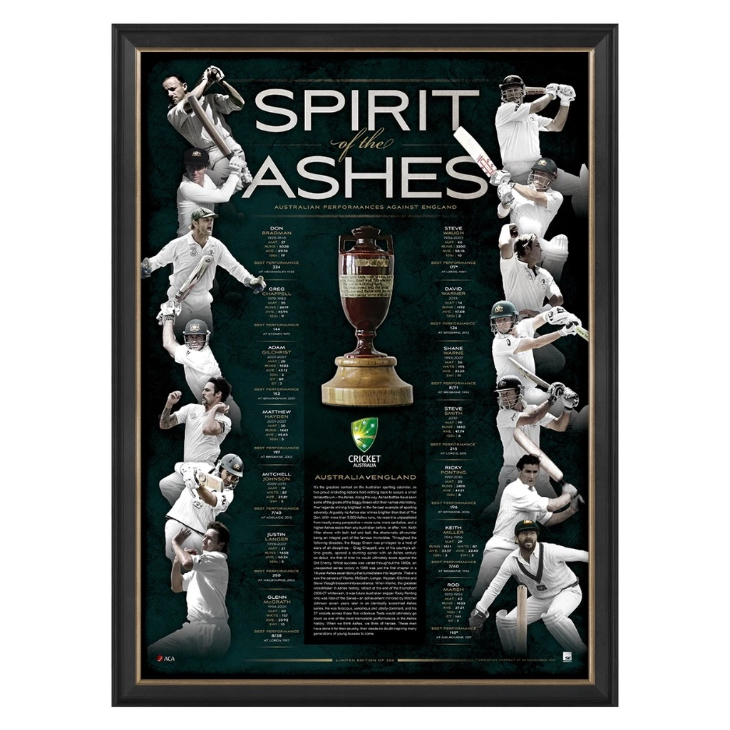 Australian Cricket "the Spirit of the Ashes" Official Acb Print Framed - 3594