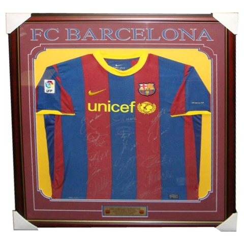 Barcelona F.c. 2010/11 Signed Squad Jersey Framed - 3330