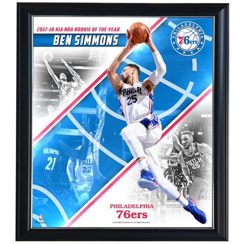 Ben Simmons Philadelphia 76ers 2018 Nba Rookie of the Year Collage Official Nba Print Framed - 4428