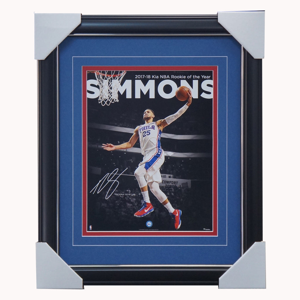 Ben Simmons Philadelphia 76ers 2018 Nba Rookie of the Year Spotlight Photograph Facsimile Signatures Official Nba Print Framed - 4349