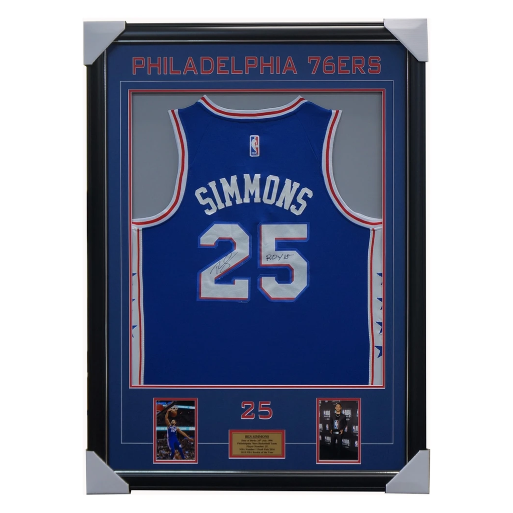 Ben Simmons Signed Philadelphia 76ers Jersey Framed Nba 2018 Rookie of the Year - 3413
