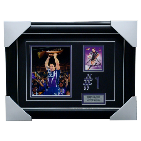 Billy Slater 2012 Premiers Melbourne Storm Photo with Signed Card Framed - 1231