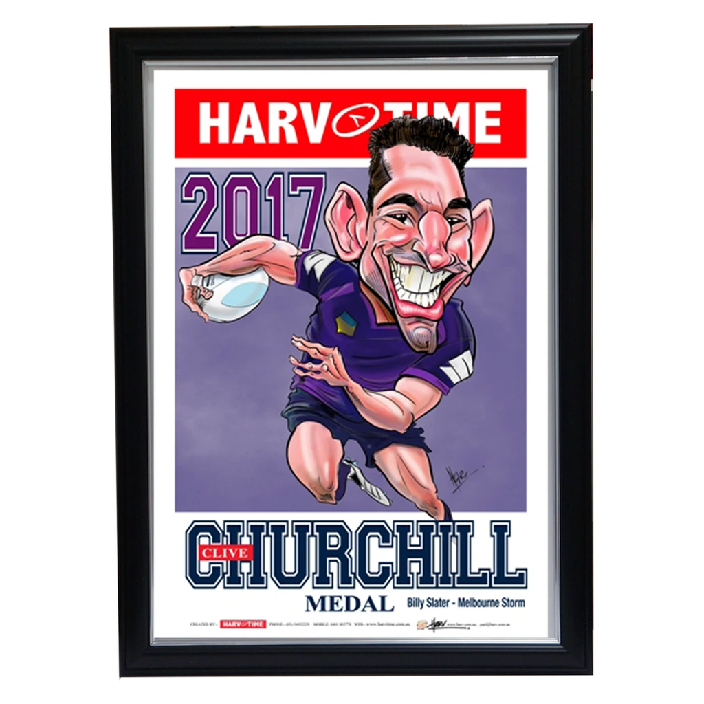 Billy Slater Melbourne Storm 2017 Clive Churchill L/e Harv Time Print Framed - 3207