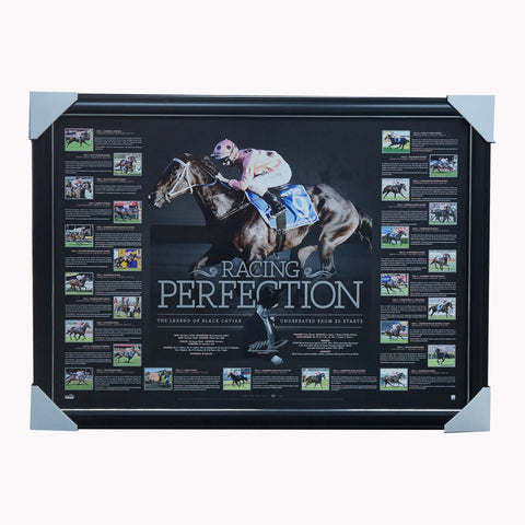 Black Caviar Signed Racing Perfection Retirement Print Framed - Peter Moody - 2532
