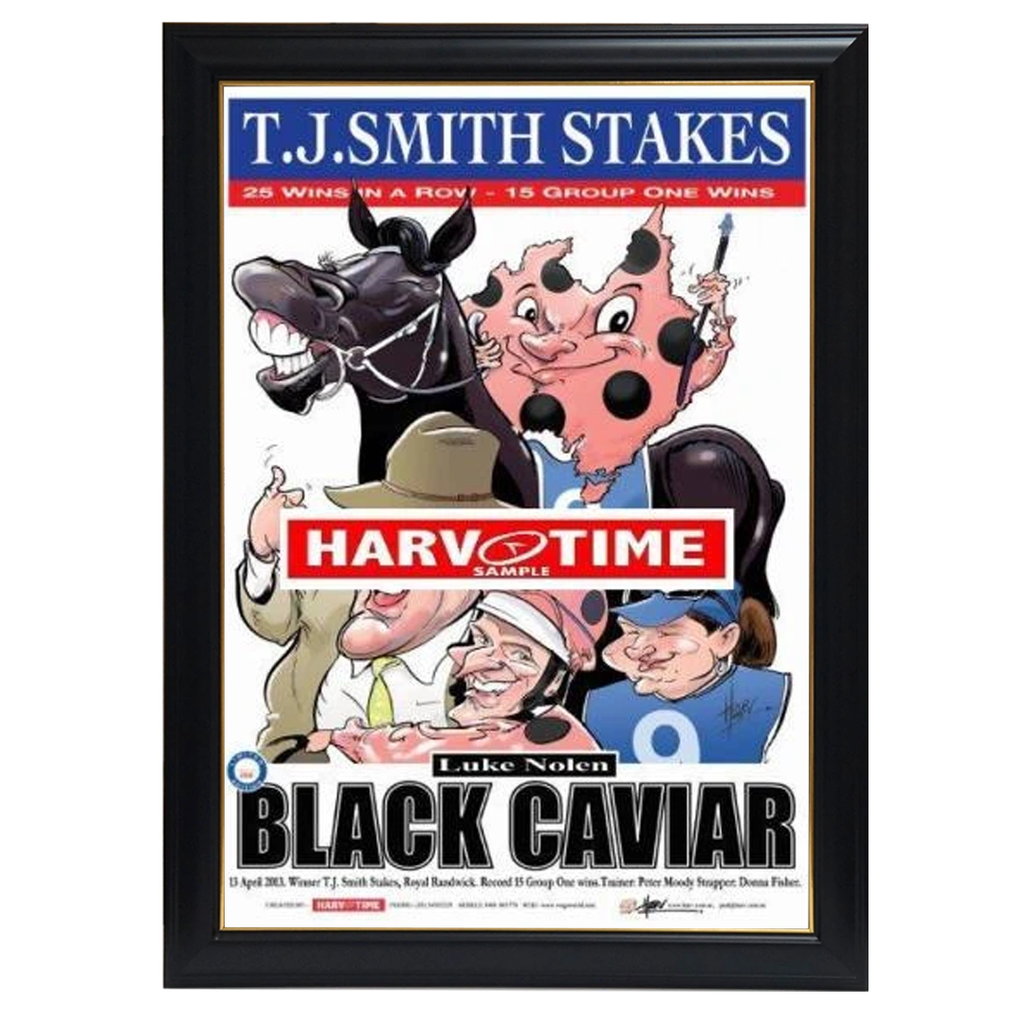 Black Caviar, Tj Smith Stakes, Harv Time Print Framed - 4258