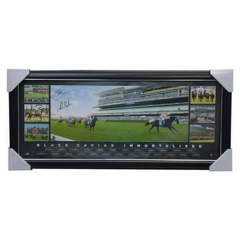 Black Caviar Final Start Panoramic Dual Signed Print Framed Limited Edition - 1294