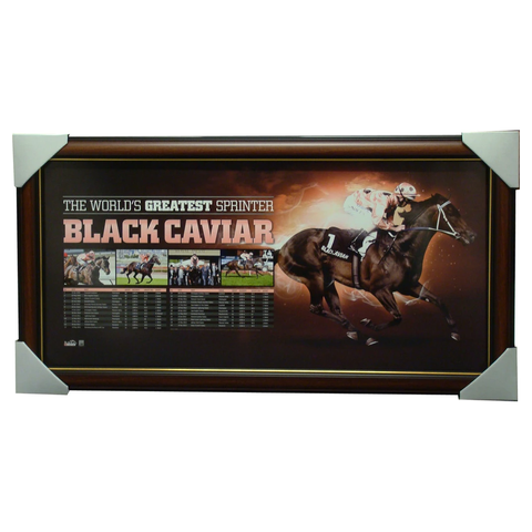 Black Caviar The Worlds Greatest Sprinter "Retirement" Sports Print Framed - 1287