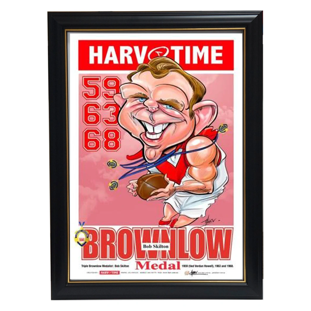 Bob Skilton Triple Brownlow Medallist South Melbourne Harv Time L/e Print Framed - 3614