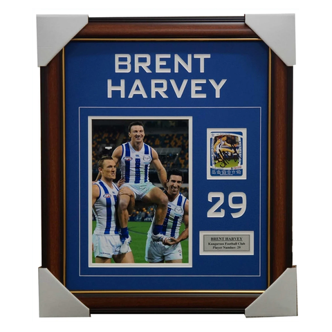 Brent Harvey Signed Card Collage Framed with Photo and Plaque 400 Games - 2683