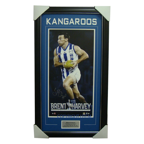 Brent Harvey Signed Kangaroos Vertiramic Signed Afl Print Framed - 1362