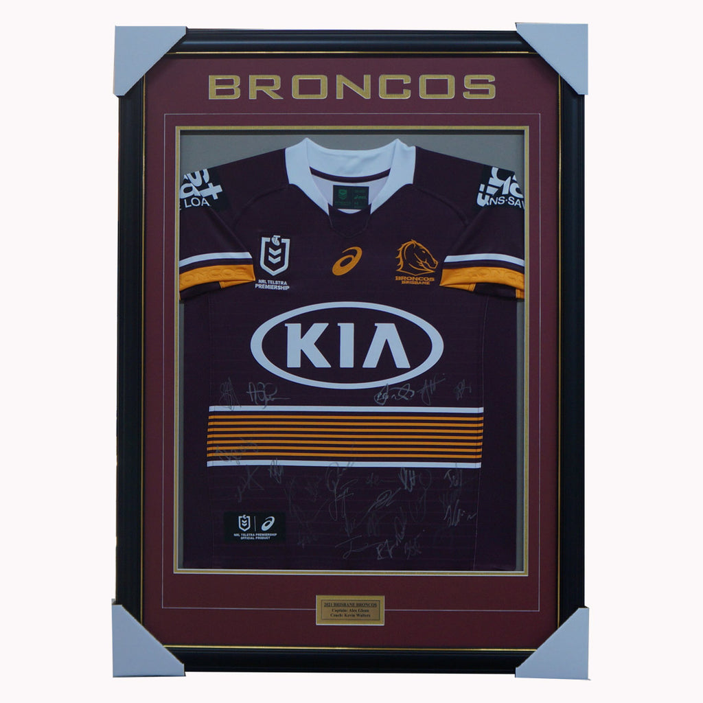 Brisbane Broncos 2022 Signed NRL Official Team Guernsey Framed - 5059