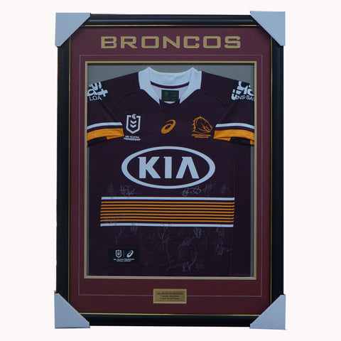 Brisbane Broncos 2021 Signed NRL Official Team Guernsey Framed - 4996