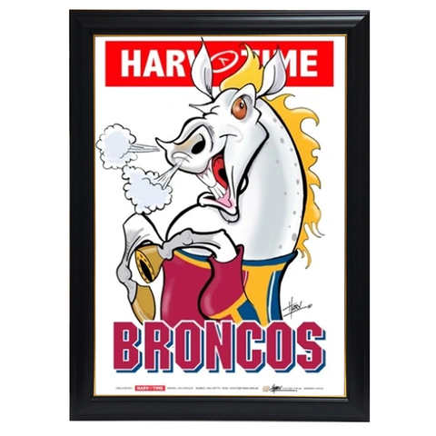 Brisbane Broncos, Nrl Mascot Print Harv Time Print Framed - 4162