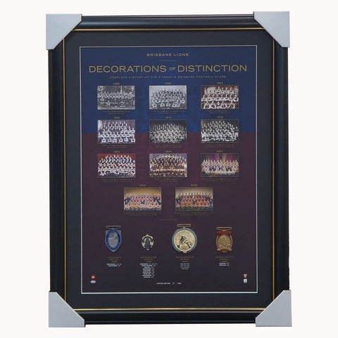 Brisbane Lions Football Club Afl Decorations of Distinction With 4 Medals Framed - 4371