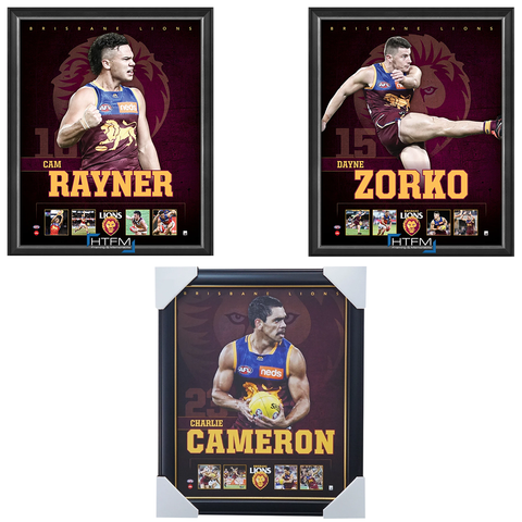 Brisbane Lions Package Official Licensed Afl Prints Framed Zorko Rayner Cameron - 4454