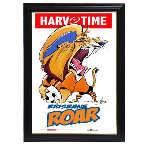 Brisbane Roar, a-league Mascot Harv Time Print Framed - 4183
