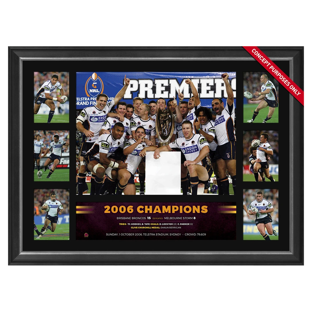 Brisbane Broncos 2006 Nrl Premiers Deluxe Tribute Frame Darren Lockyer Bennett - 3072