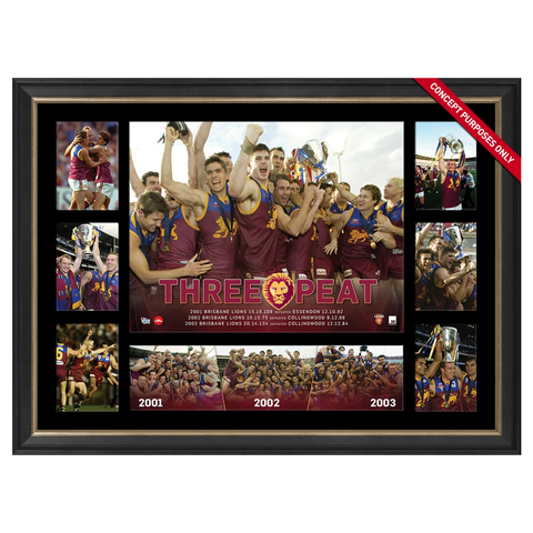 Brisbane Lions 2001-2003 Three Peat Afl Premiership Glory Afl L/e Print Framed - 2851