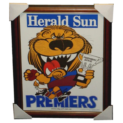 Brisbane Lions 2002 Premiership Original Weg Poster Framed