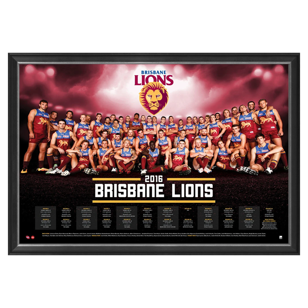 Brisbane Lions 2016 Official Afl Team Print Framed Tom Rockcliff Dayne Beams - 2720
