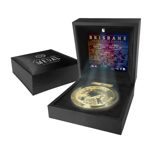 Brisbane Lions Boxed Premiers Medallion Led Lighting Black Display Box Official - 2990