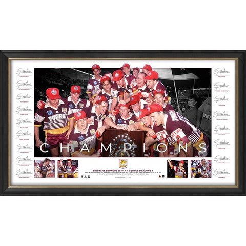 Brisbane Broncos 1992 Premiers Team Signed Official ICON Series Framed - 5257