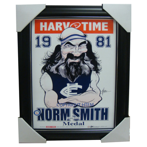 Bruce Doull 1981 Norm Smith Medallist Harv Time L/e Print Framed Carlton - 1582