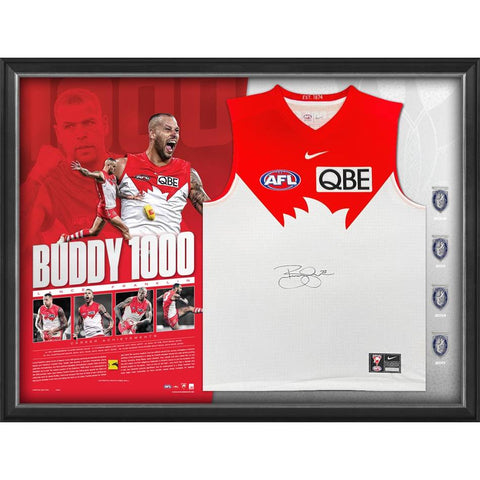 Lance Franklin Signed 1000 Goals Official AFL Deluxe Guernsey  Framed - 5129