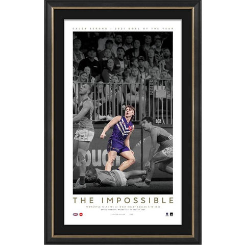 Caleb Serong Signed AFL Goal of the Year Official AFL Print Framed - 4930