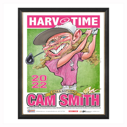 Cameron Smith Golf Champion 2022 Limited Edition Harv Time Print Framed - 5468