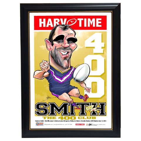 Cameron Smith 400 Game Melbourne Storm Nrl L/e Harv Time Print Framed - 3732