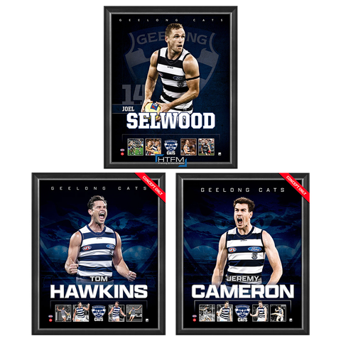 Geelong Package Official Licensed Afl Prints Framed Selwood Cameron Hawkins - 5220