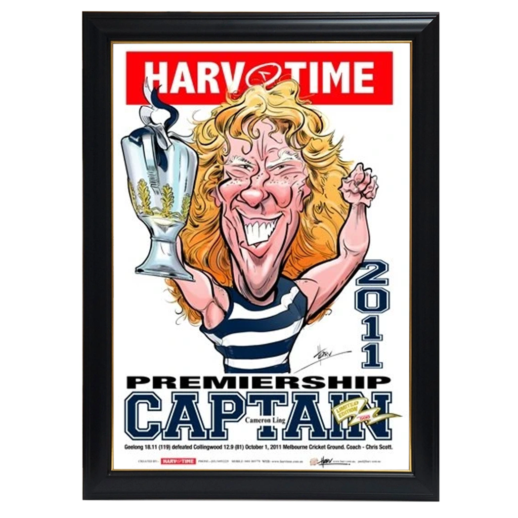 Cameron Ling, 2011 Premiership Captain, Harv Time Print Framed - 4290