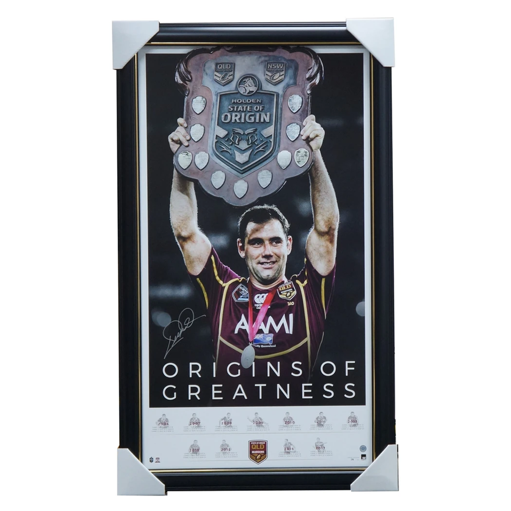 Cameron Smith Signed Queensland Origins of Greatness Official Qrl Retirement Print Framed + Coa - 3465