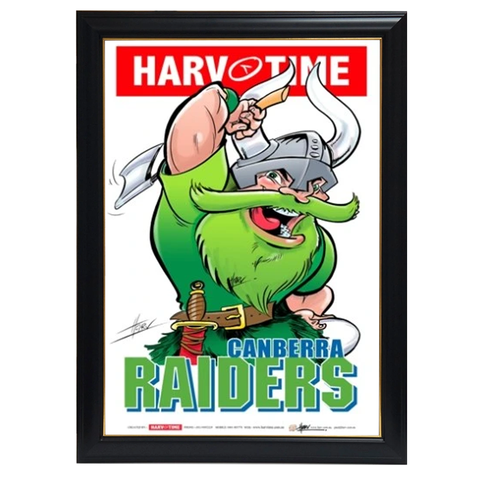 Canberra Raiders, Nrl Mascot Print Harv Time Print Framed - 4161