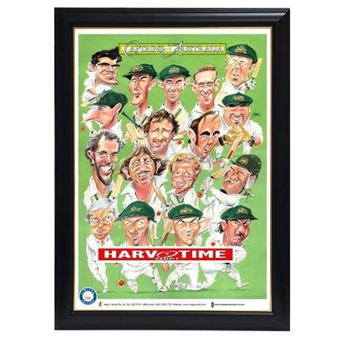 Captains of Australia Cricket, Harv Time Print Framed - 4267