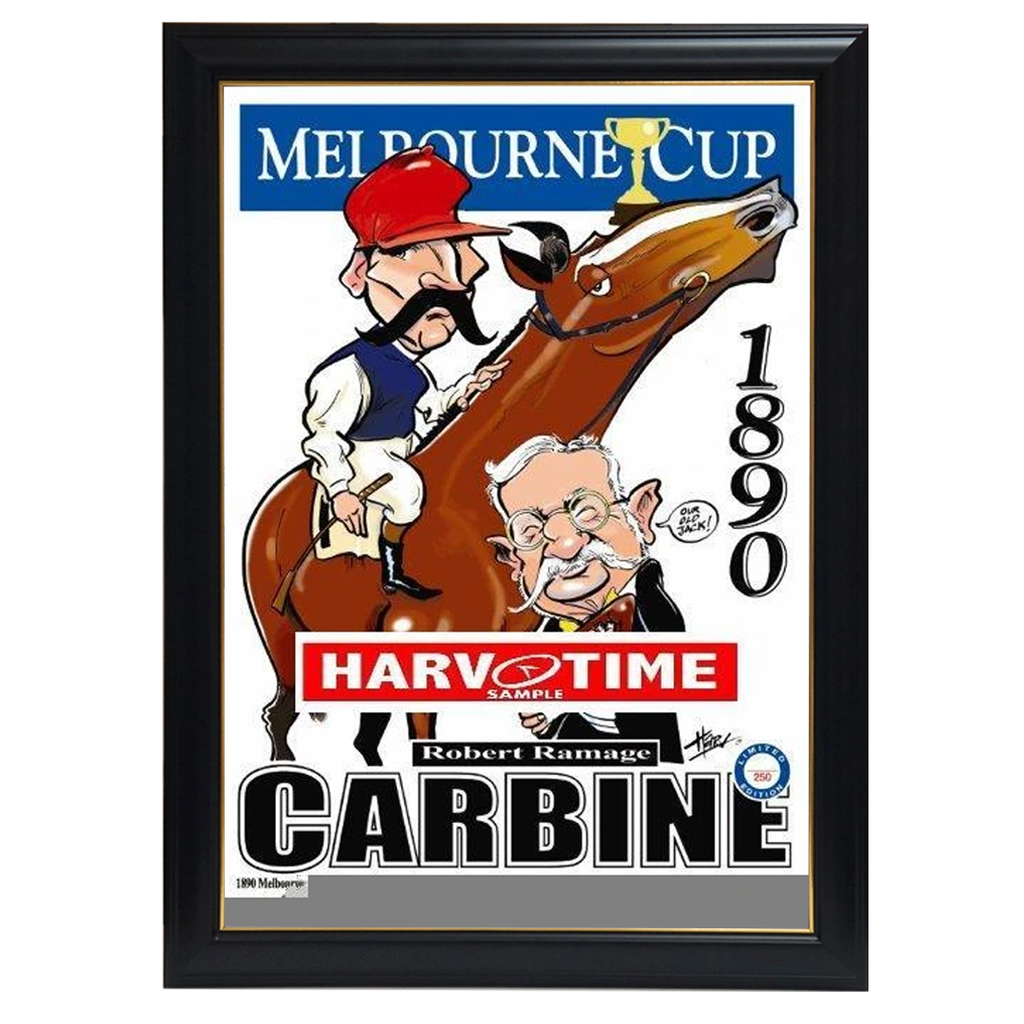 Carbine, 1890 Melbourne Cup, Harv Time Print Framed - 4125