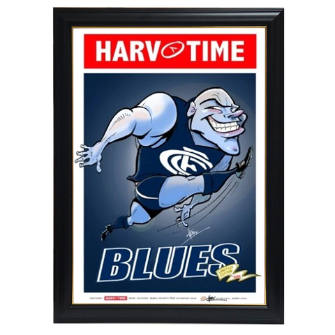 Carlton Blues, Mascot Harv Time Print Framed - 4216