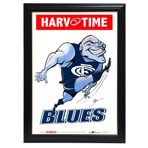 Carlton Blues, Mascot Print Harv Time Print Framed - 4178