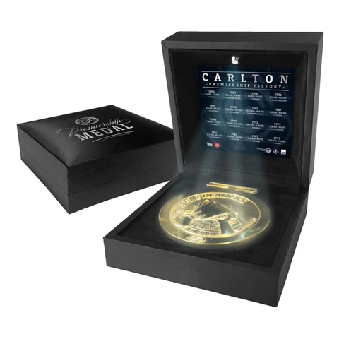 Carlton Blues Boxed Premiers Medallion Led Lighting Black Display Box Official - 2991