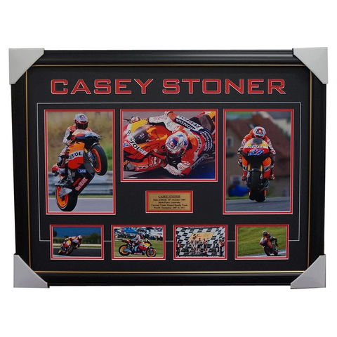 Casey Stoner Signed Dual Moto Gp World Champion Collage Framed - 1505