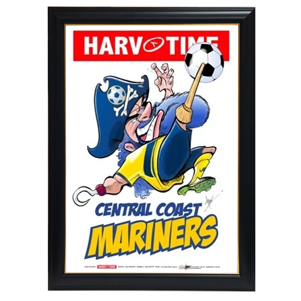 Central Coast Mariners, a-league Mascot Harv Time Print Framed - 4187