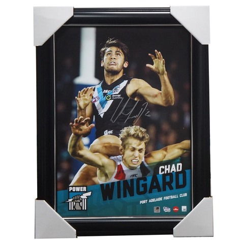 Chad Wingard Signed Port Adelaide Official Afl Vertiramic Print Framed - 3127