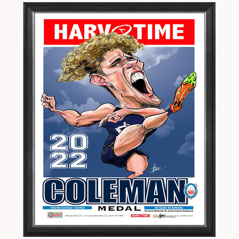 Charlie Curnow Carlton 2022 Coleman Medal Harv Time L/E Print Framed - 5266