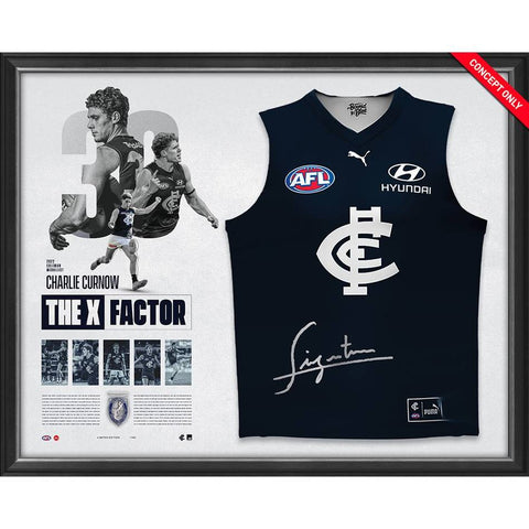 Charlie Curnow Signed Carlton 2022 Coleman Medal Official AFL Jumper Framed - 5247