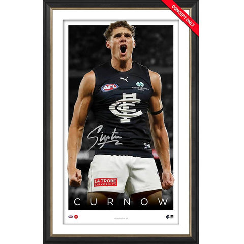 Charlie Curnow Signed Carlton Official AFL Lithograph Framed - 5248