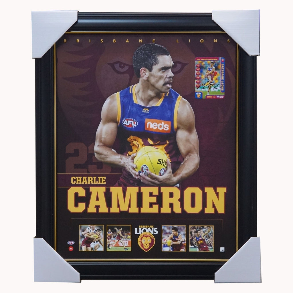Charlie Cameron Brisbane Lions F.c. Official Afl Licensed Print Framed + Signed Card - 3878